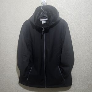 Free Country Mens Softshell Jacket XXL Black Hooded Thumbnails Zip Pockets